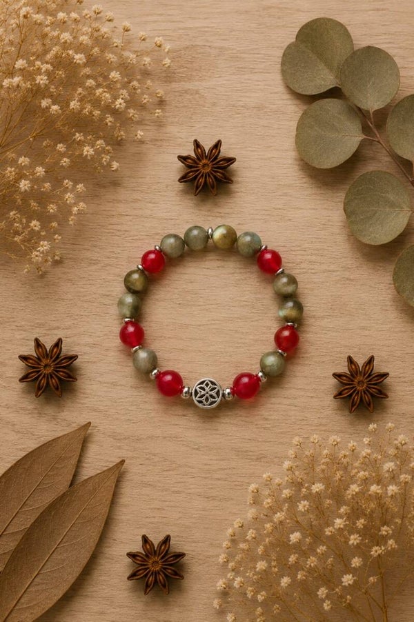 Pulsera ágata cherry con labradorita