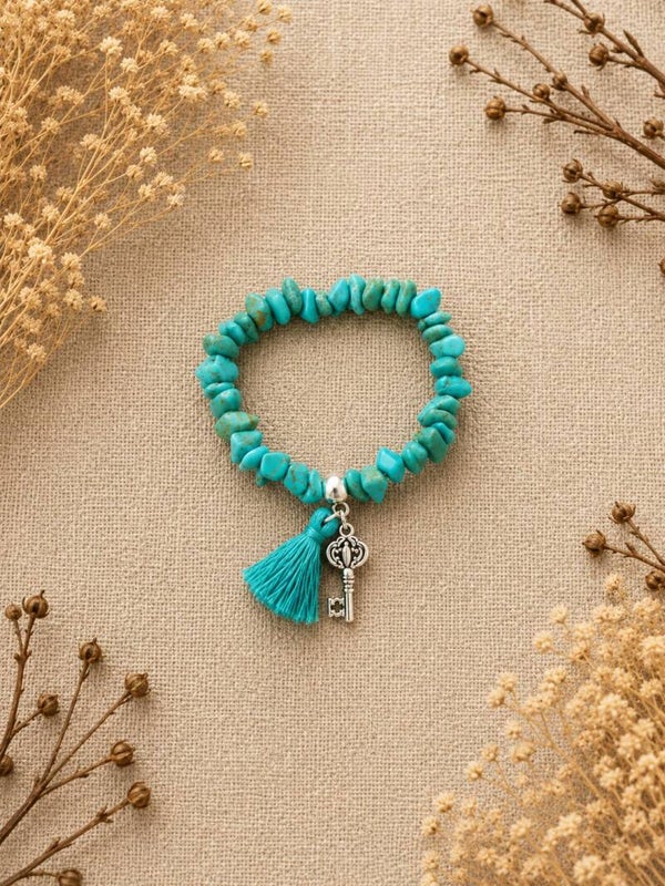 Pulsera de turquesas con llave de San Benito