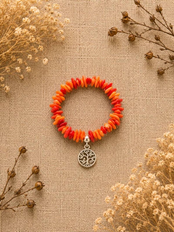 Pulsera nácar tintado con coral