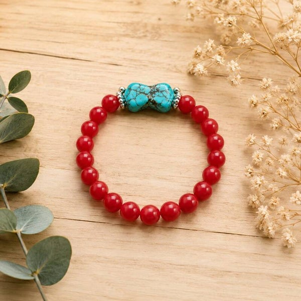 Pulsera turquesa con ágata cherry
