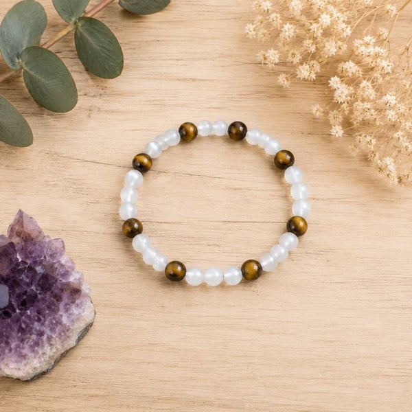 Pulsera de ojo de gato y ojo de tigre
