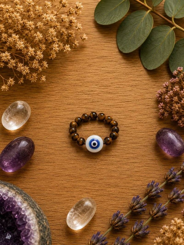 Anillo del ojo turco y ojo de tigre