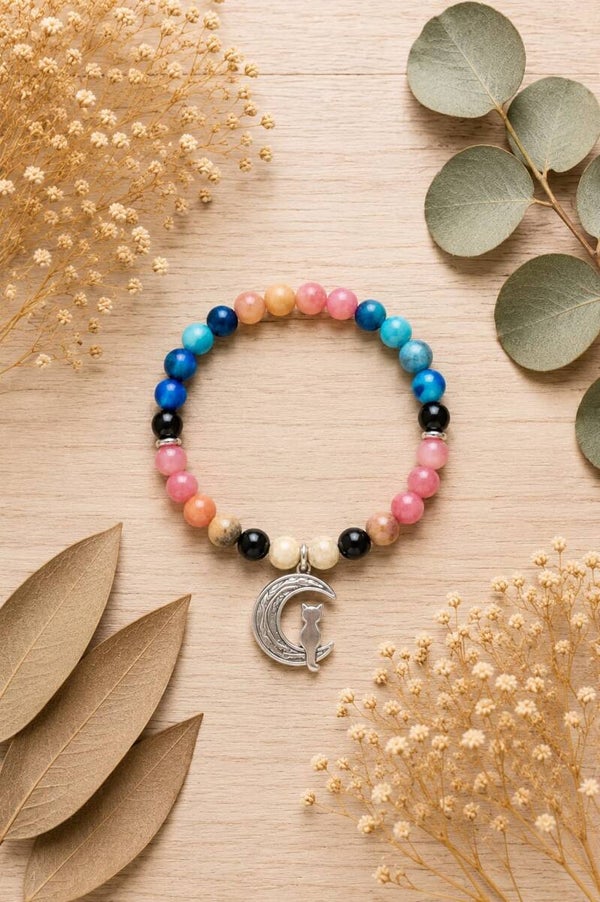 Pulsera Onix con ágata azul y rodonita Mod 2