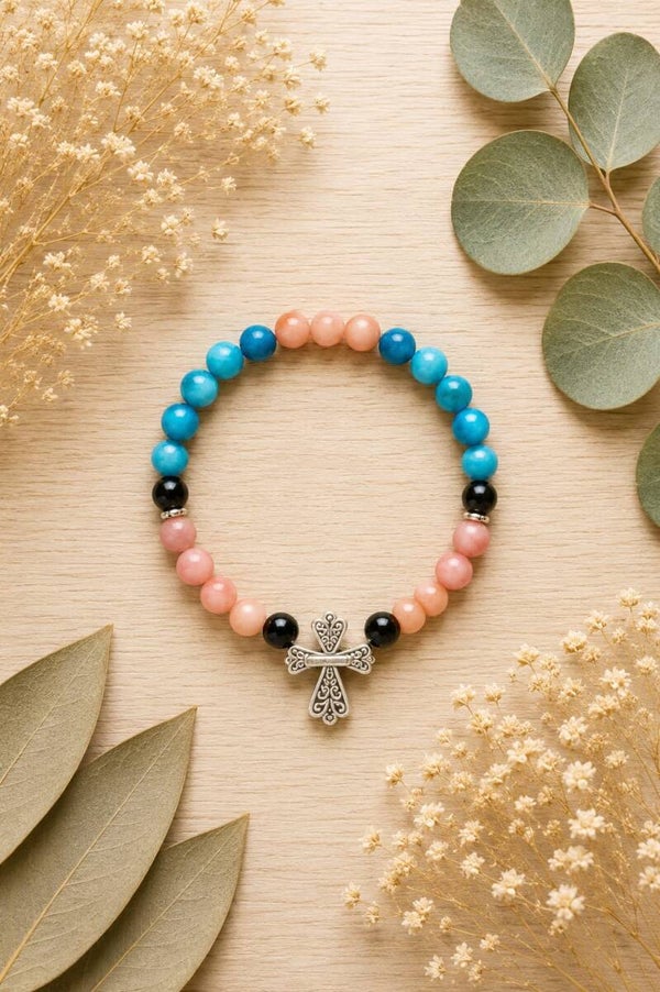 Pulsera Onix con ágata azul y rodonita Mod 1