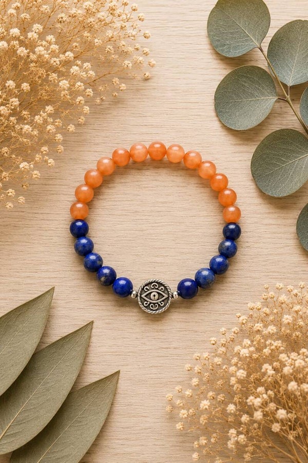 Pulsera ojo de gato y lapislazuli