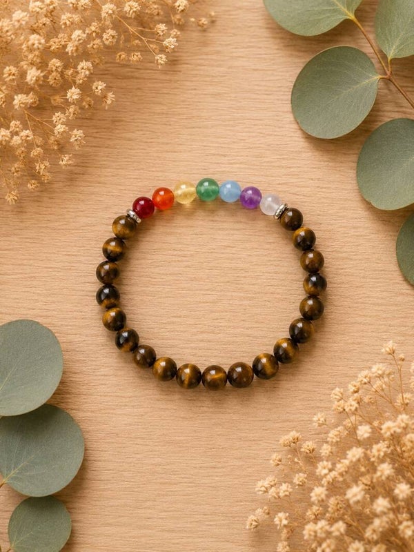 pulsera de los chakras con ojo de tigre