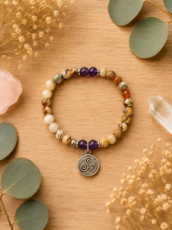 pulsera de jaspe marron con triske
