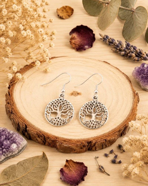 Pendientes árbol de la vida en plata 925