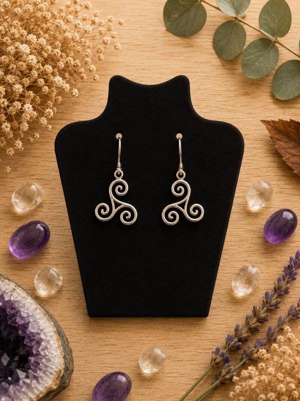 pendientes triskel en plata 925