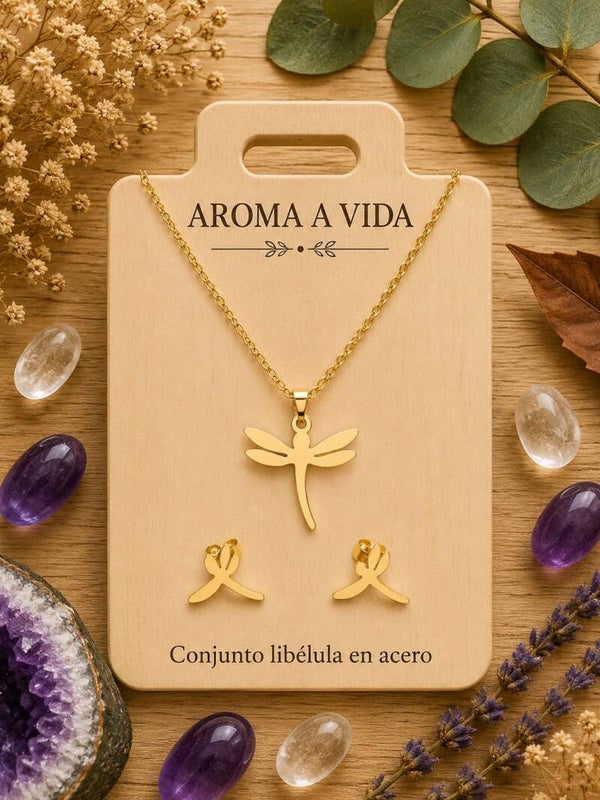 Conjunto libélula en acero