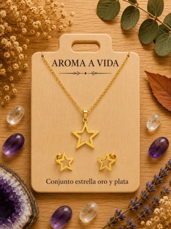 Conjunto estrella oro y plata