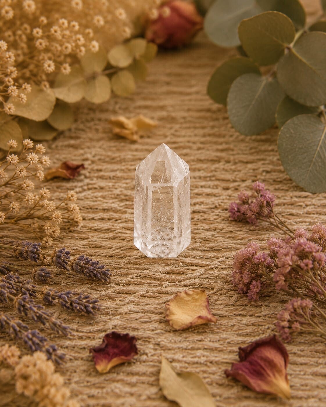 punta facetada de cuarzo cristal