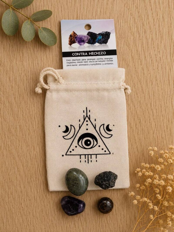 Bolsita de Piedras Contra Hechizos con Bolsa de Tela e Instrucciones