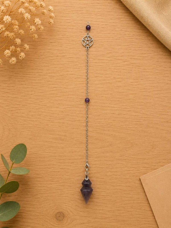Péndulo de Fluorita con Pentagrama – 35 x 16 mm