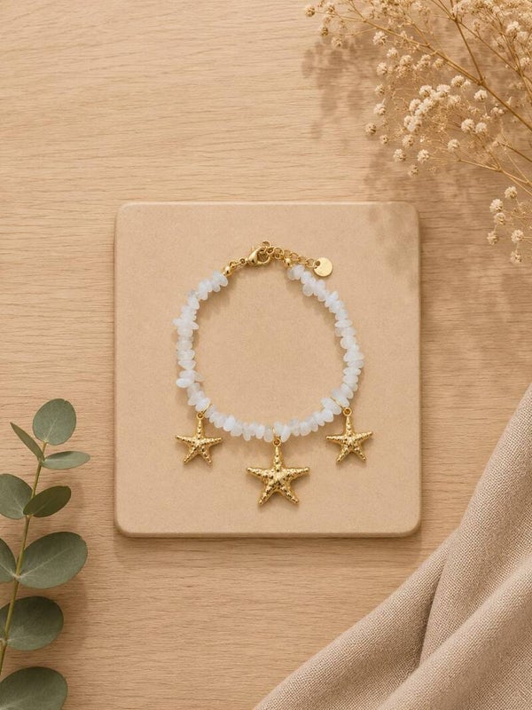 Pulsera de Acero con Chips de Nácar
