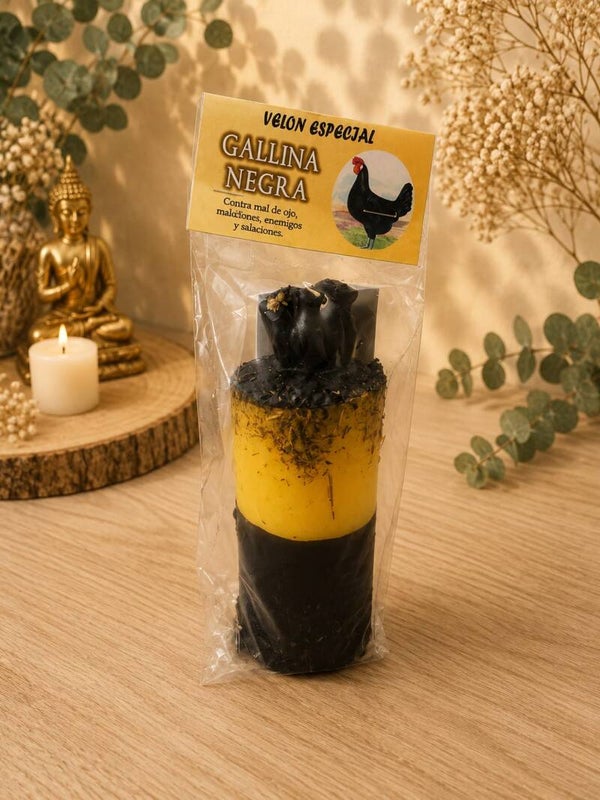 Velón Gallina Negra – Limpieza, Protección y Alejamiento