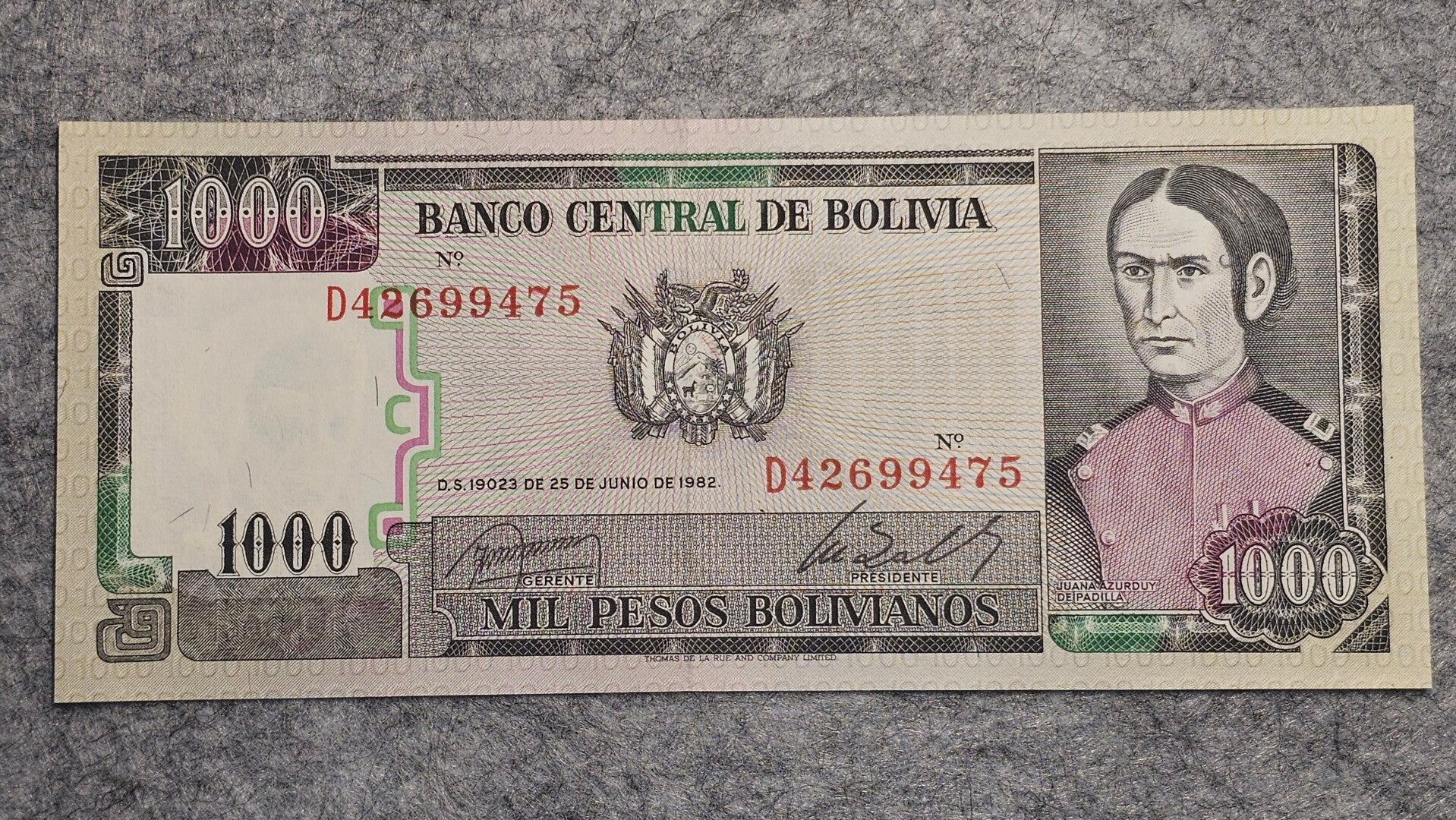 Bolivie - 1982 - 1000 pesos bolivianos
