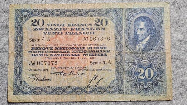 Suisse - 1931 - 20 francs