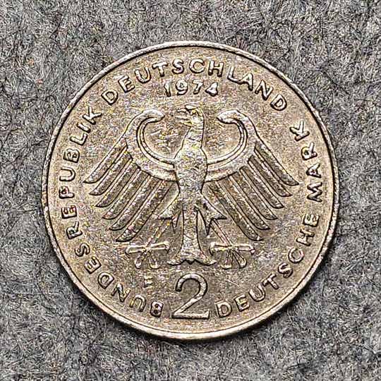 Allemagne, RFA - 1974 F - 2 deutsche mark (commémorative)