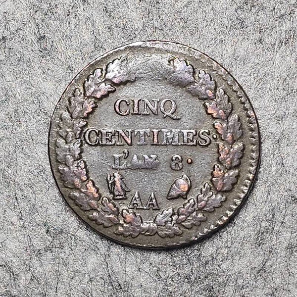 France, Ière République - AN 8 (1799) AA - 5 centimes (Dupré)