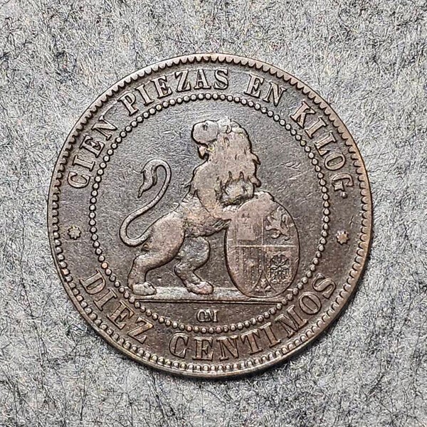 Espagne, Gouvernement provisoire - 1870 - 10 centimos