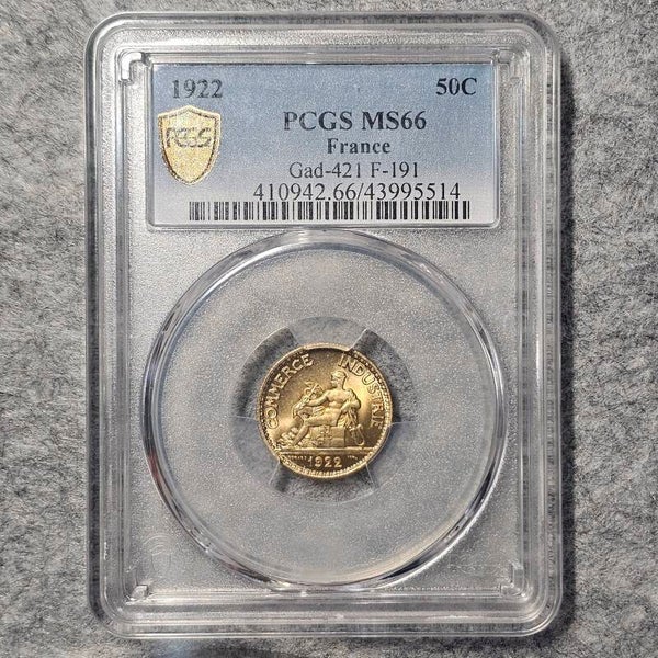 France - 1922 - 50 centimes - PCGS MS66