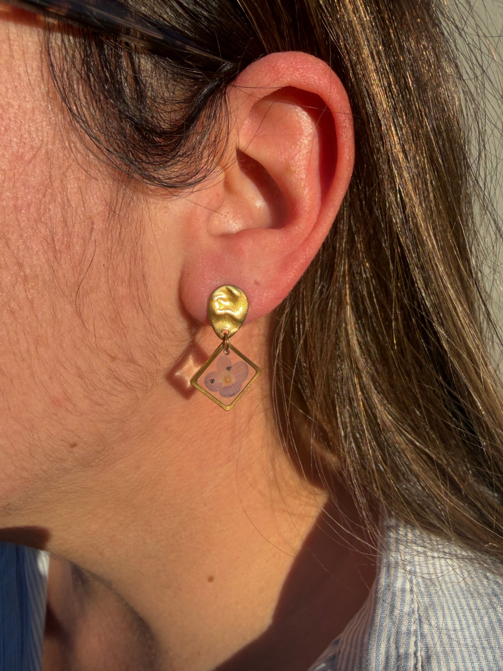 Boucles d'oreilles Gabrielle petite carrée