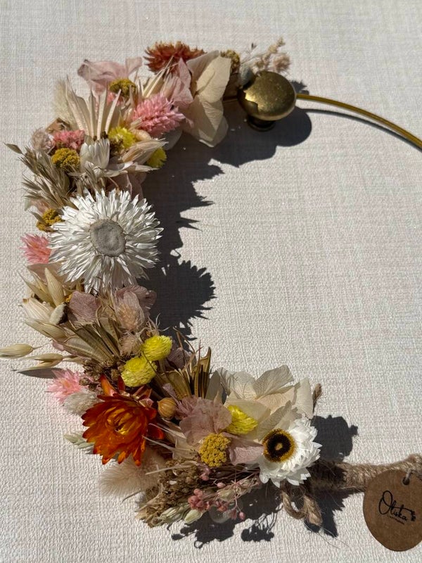 Couronne de fleurs séchées Printanière