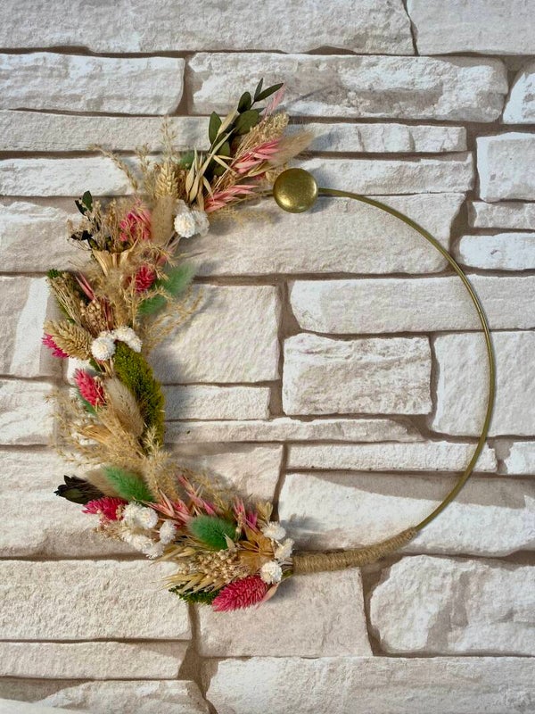 Couronne de fleurs séchées personnalisée