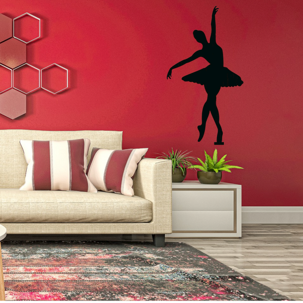 Ballerina Wand Sticker Mat Zwart