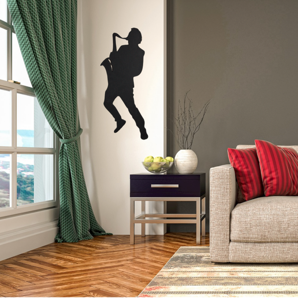 Muzikant Wand Sticker Mat Zwart