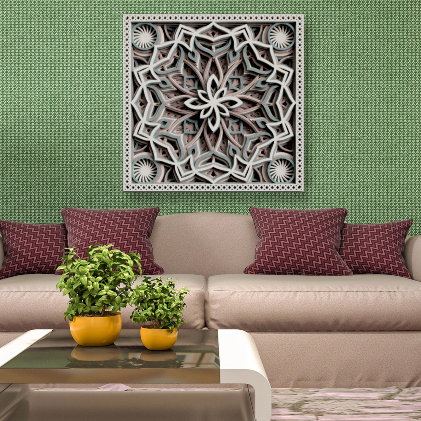 3D Mandala Design Wanddecoratie
