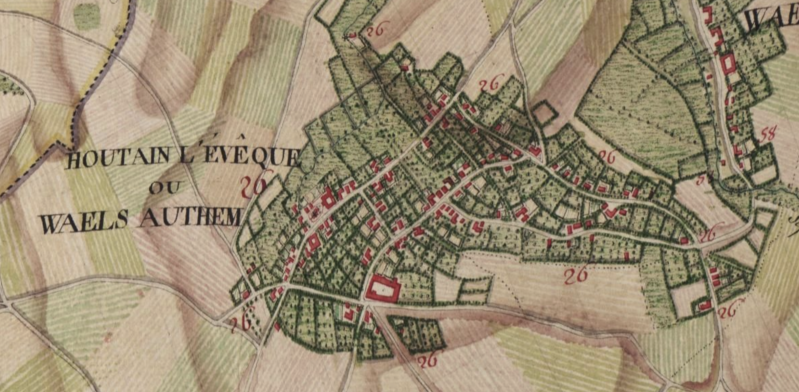 Waels Authem op de Ferraris Kaart in 1777