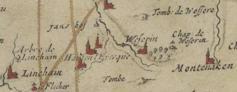 Hauten l'Evesque op de Fricx Kaart in 1712