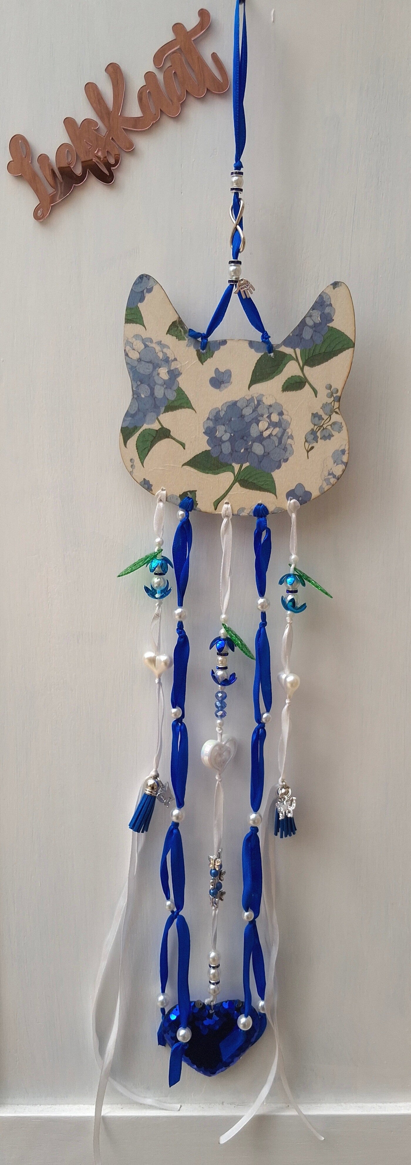 Handgemaakte Windvanger Kat Blue