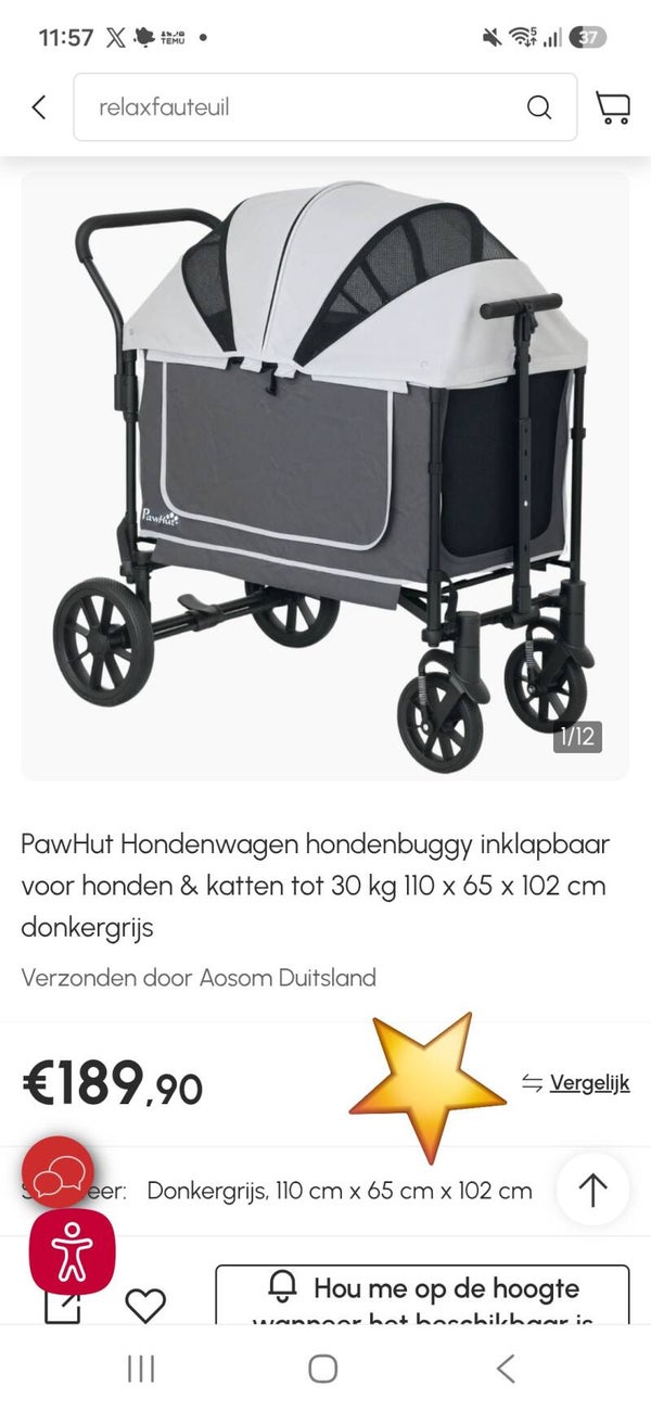Nieuw‼️Pawhut klapwagen tot 30 kg
