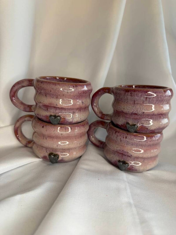 Koffietas golfjes met metallic hartje