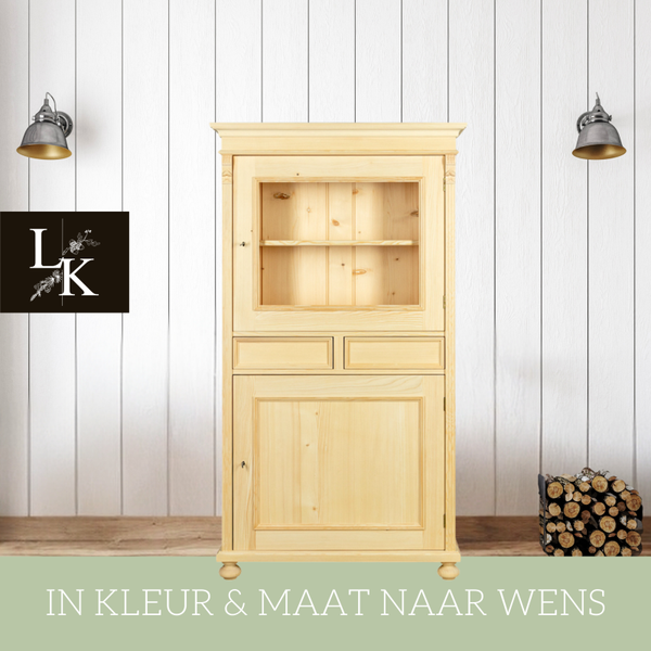 Landelijke klassieke kast Burton - Vitrinekast, buffetkast, voorraadkast, servieskast
