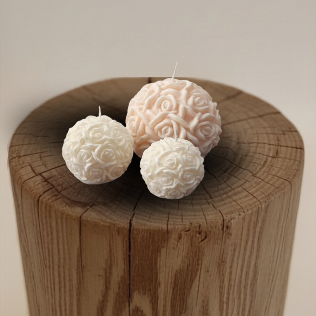 Rose ball candle set