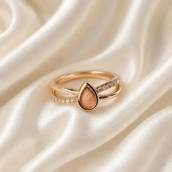 gold teardrop memory ring
