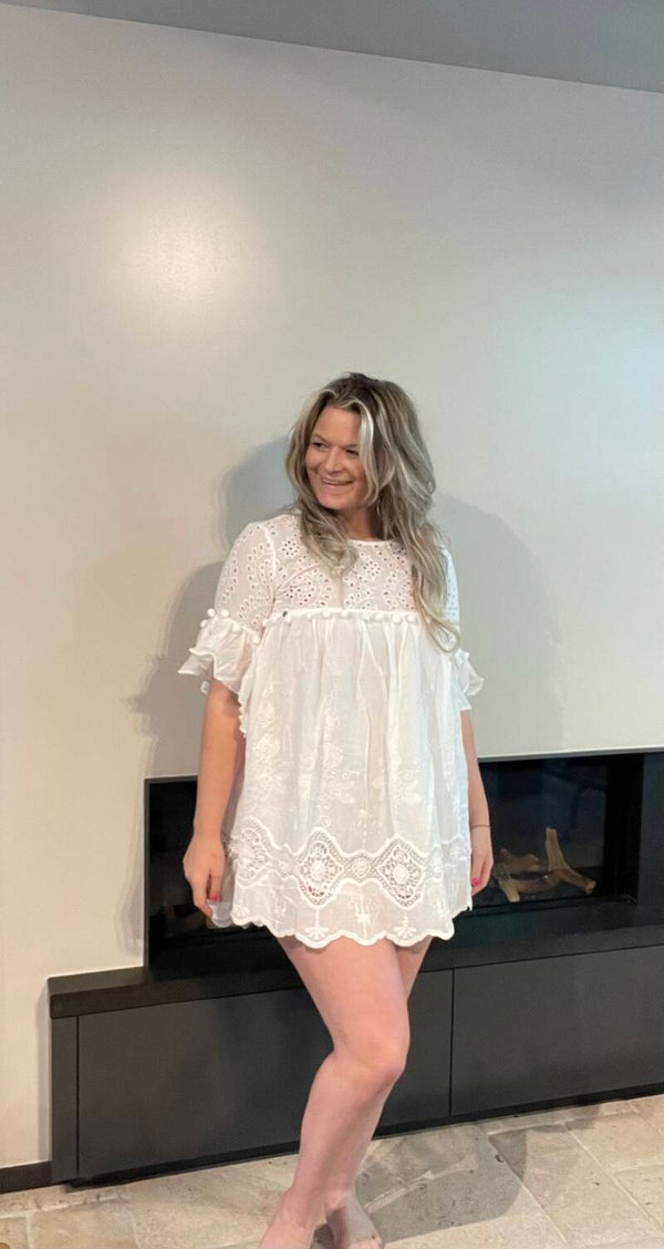 Broderie jurk wit
