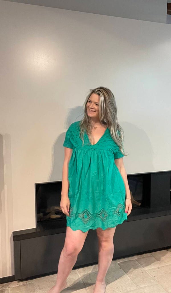 Broderie playsuit green