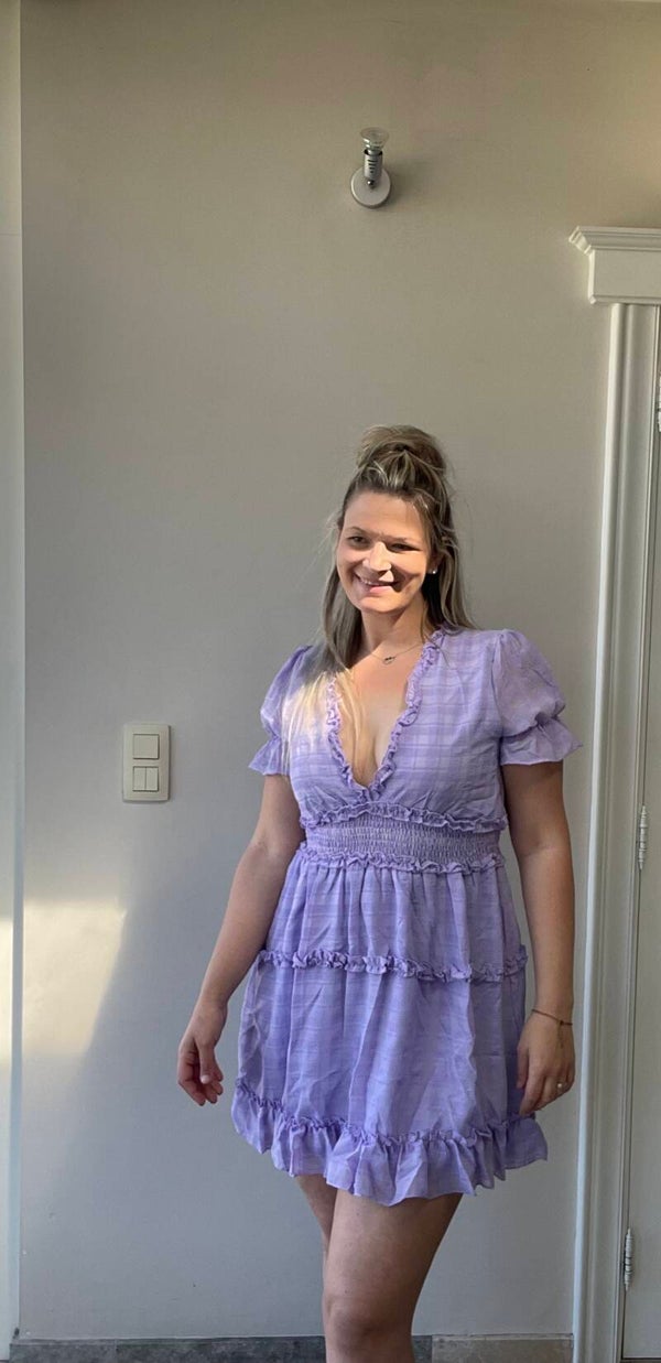 Purple ruches jurk