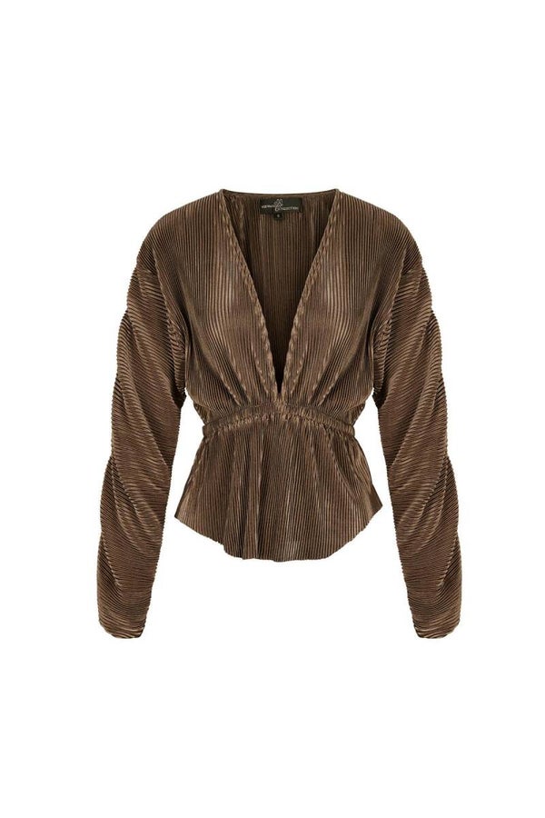 Rib blouses brown