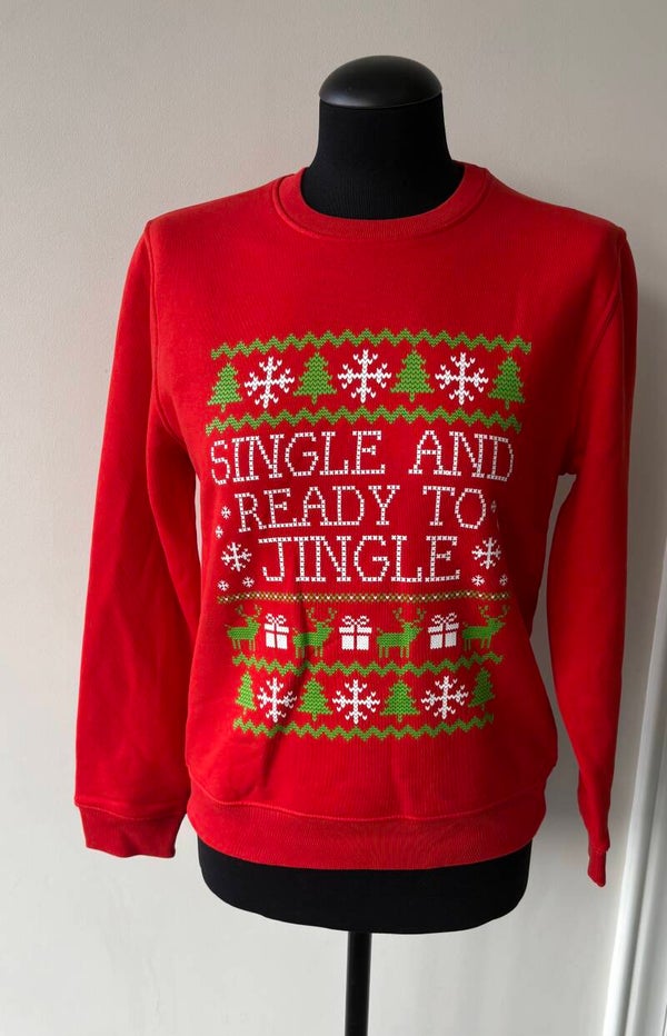 Kerst sweater “single and ready to jingle “ rood
