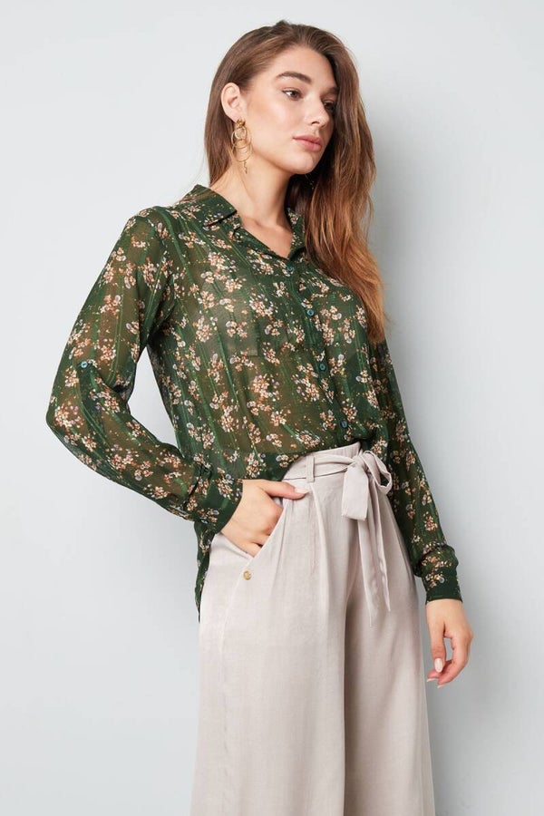 Blouse bloemen print groen