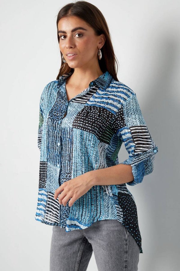 Blouse print blauw