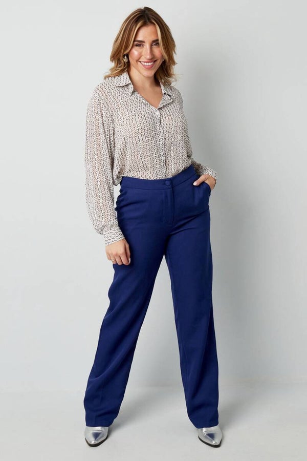 Blouse schakel print wit