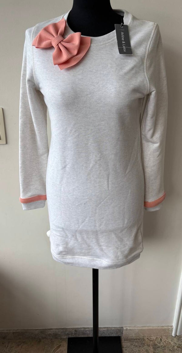 Sweater jurk grijs / peachroze (limited collection