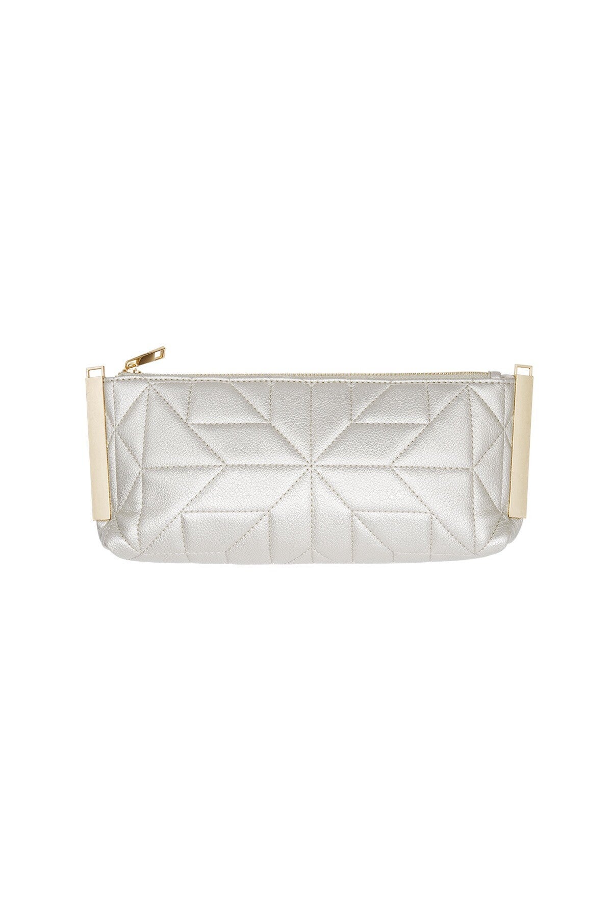 Clutch mat zilver ( met lange strap